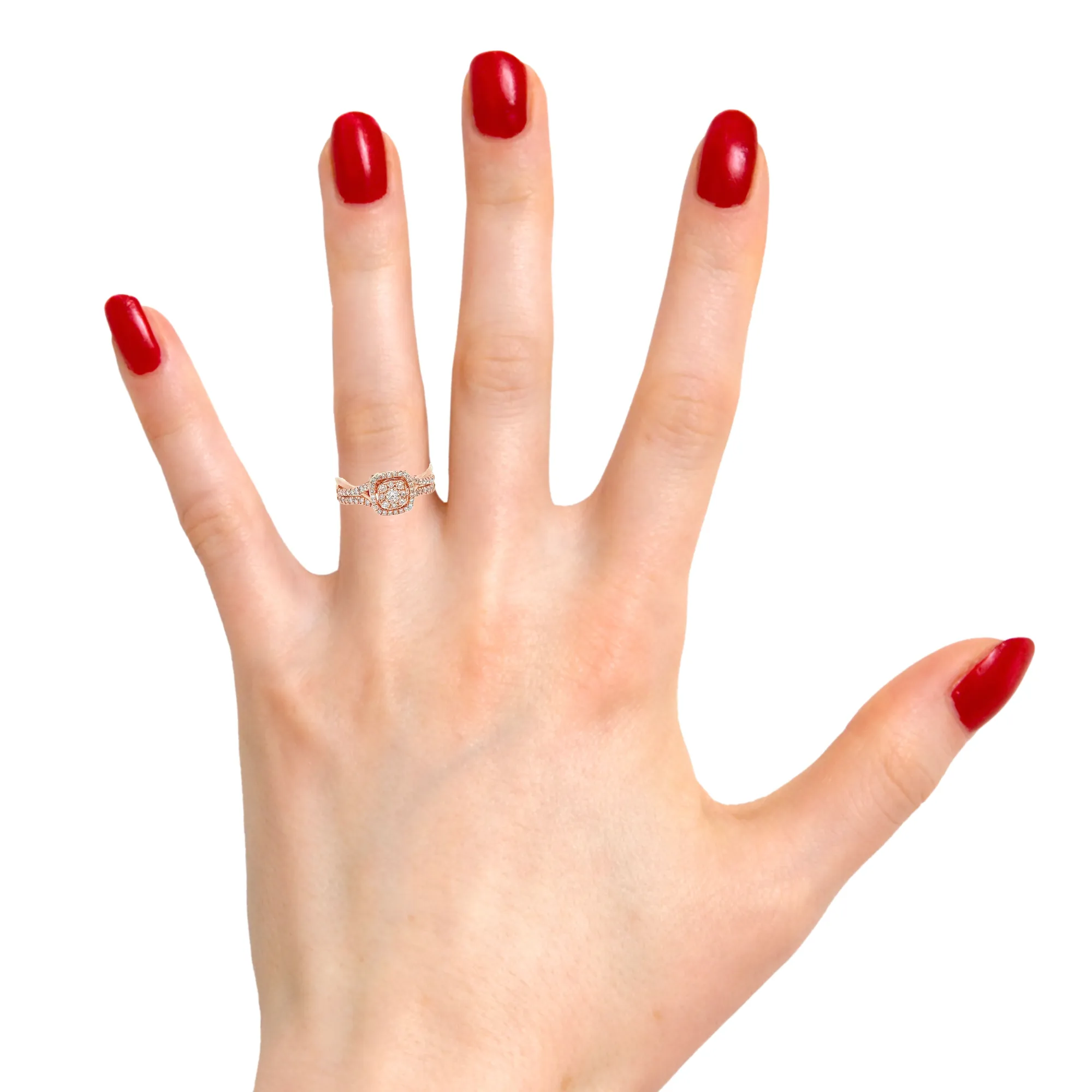 14K Rose Gold 0.68 CTW Ladies Diamond Wedding Set