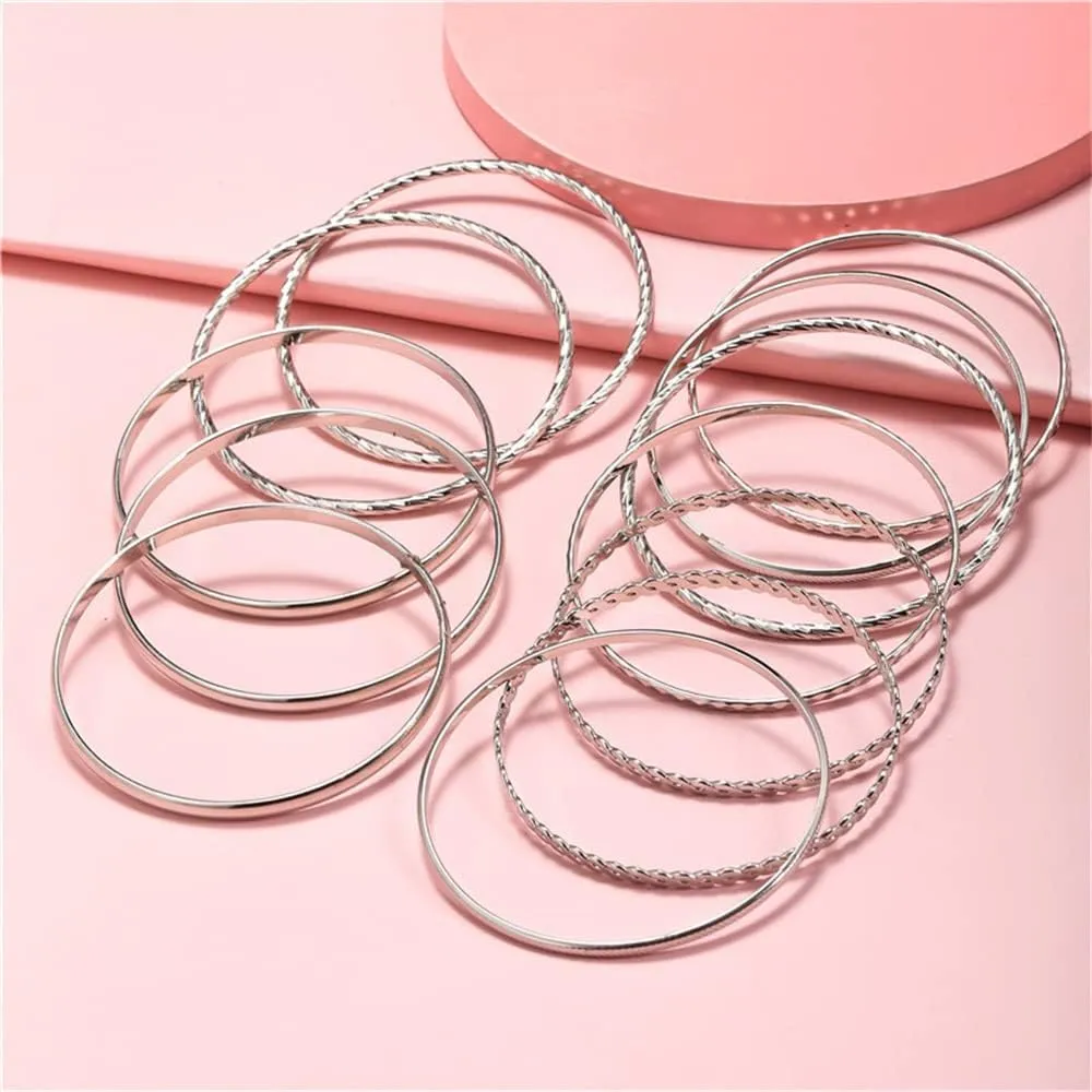 16Pcs Gold Bangle Bracelets for Women - Multi Layer Stackable Textured Bracelets Boho Jewelrys Set.