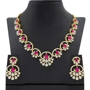 24ct Gold Plated Stone Necklace with stud PMSNS3WR-009, PMSHST12WR-022