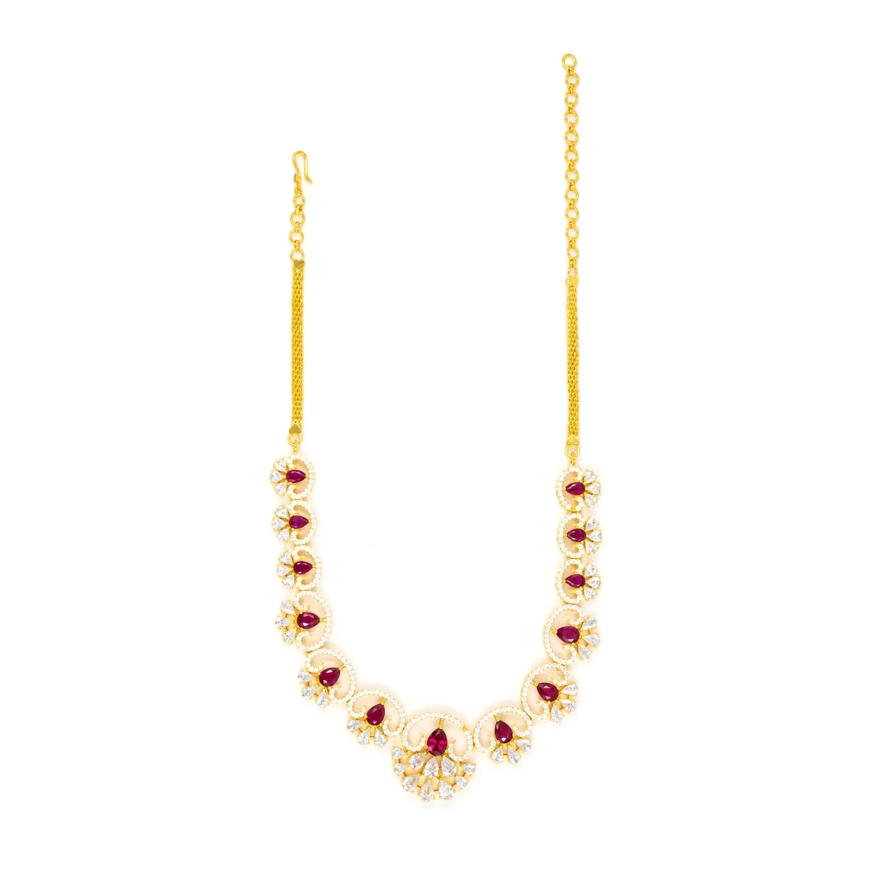 24ct Gold Plated Stone Necklace with stud PMSNS3WR-009, PMSHST12WR-022