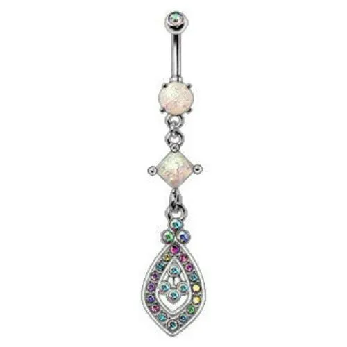 316L Stainless Steel Aurora Teardrop Dangle Navel Ring