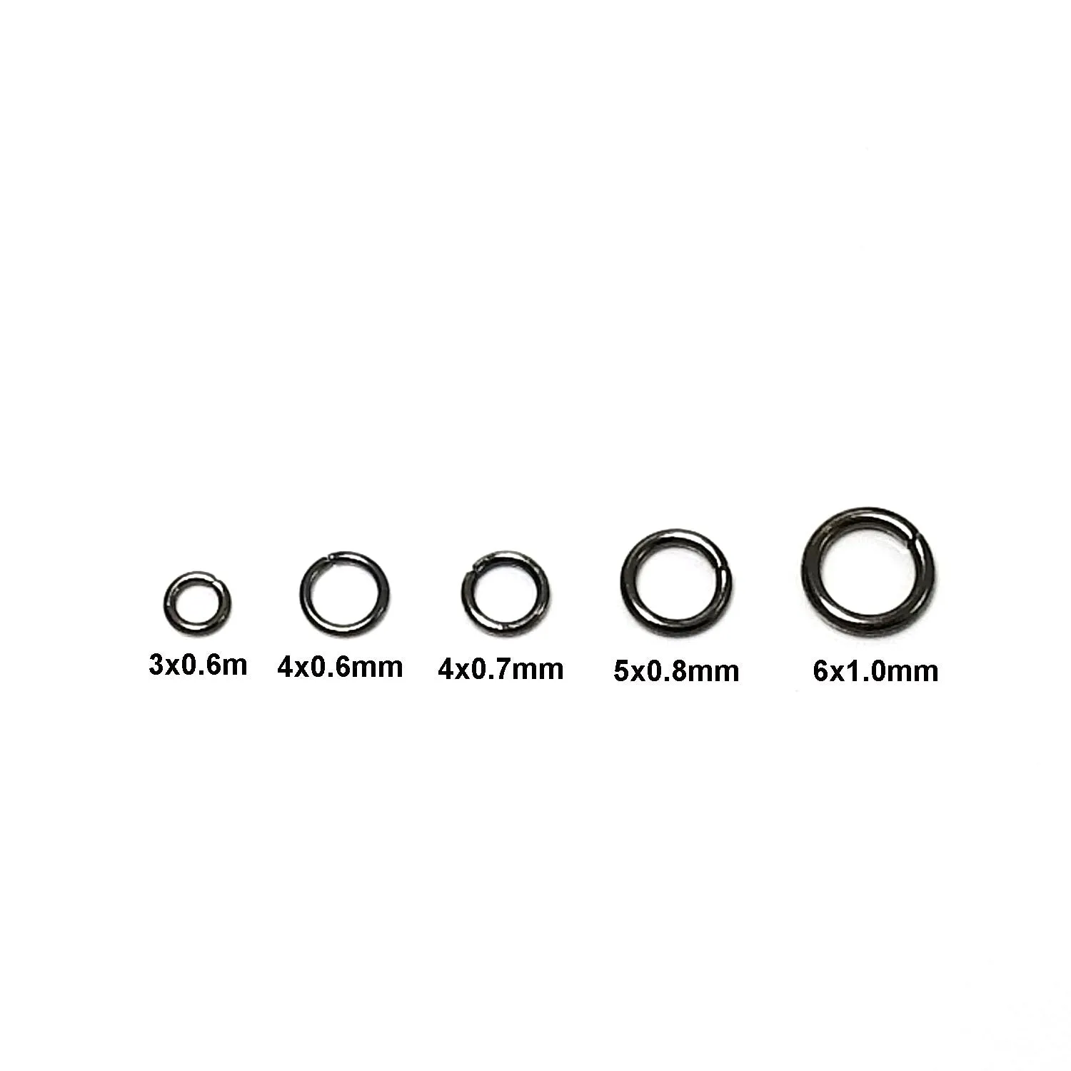 6mm Hematite / Black Stainless Jump Rings, 6x1.0mm, 4mm Inside Diameter, Closed Unsoldered, Lot Size 50 Pieces