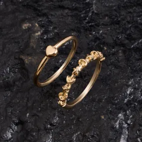 Accessorize London Women's Gold  Star And  Moon Rings  Pack of 2 - Small