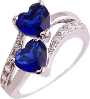 Adjustable Rings Pack Girls Heart Eternal Rainbow Double Rings Pack of Rings for Teen Girls