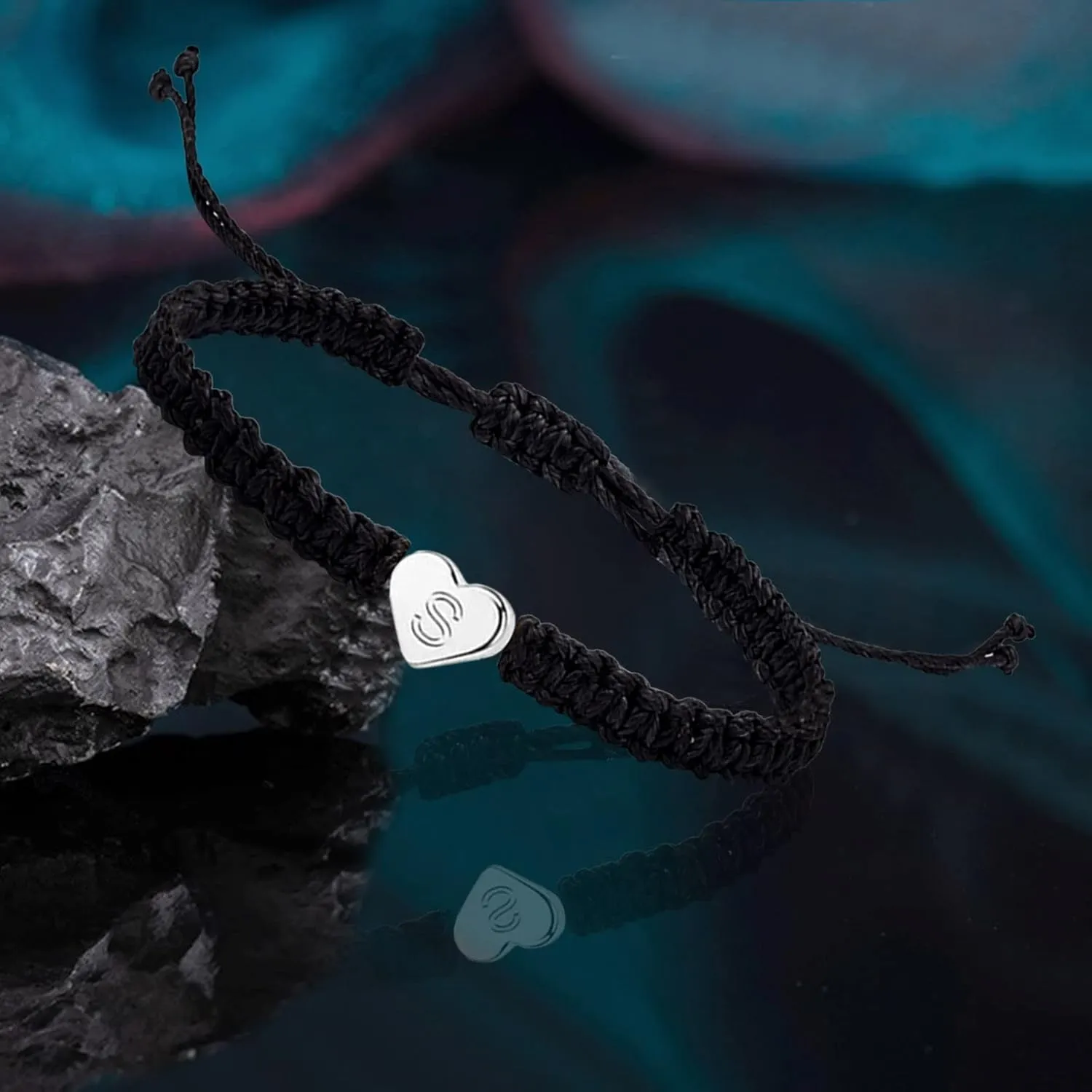 Bracelet for Women Gift Bracelets Bangles Jewelry Personalized 26 Initial Bracelet Copper Heart Letter Woven Bracelet Dainty Heart Charm Bracelet Woven Chain- Boy Bracelets Father Mother (S, One Size)