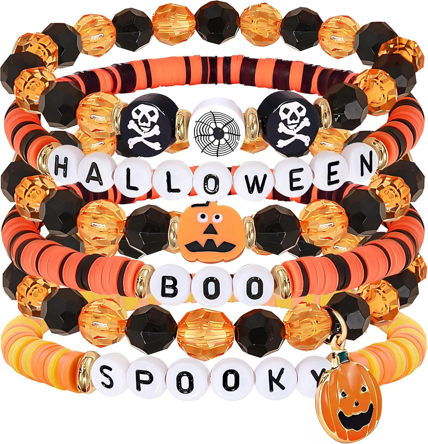 choice of all Halloween Bracelets Halloween Charms for Bracelets Friendship Clay Preppy Heishi Bracelets Boo Skull Pumpkin bracelets halloween accessories Jewelry