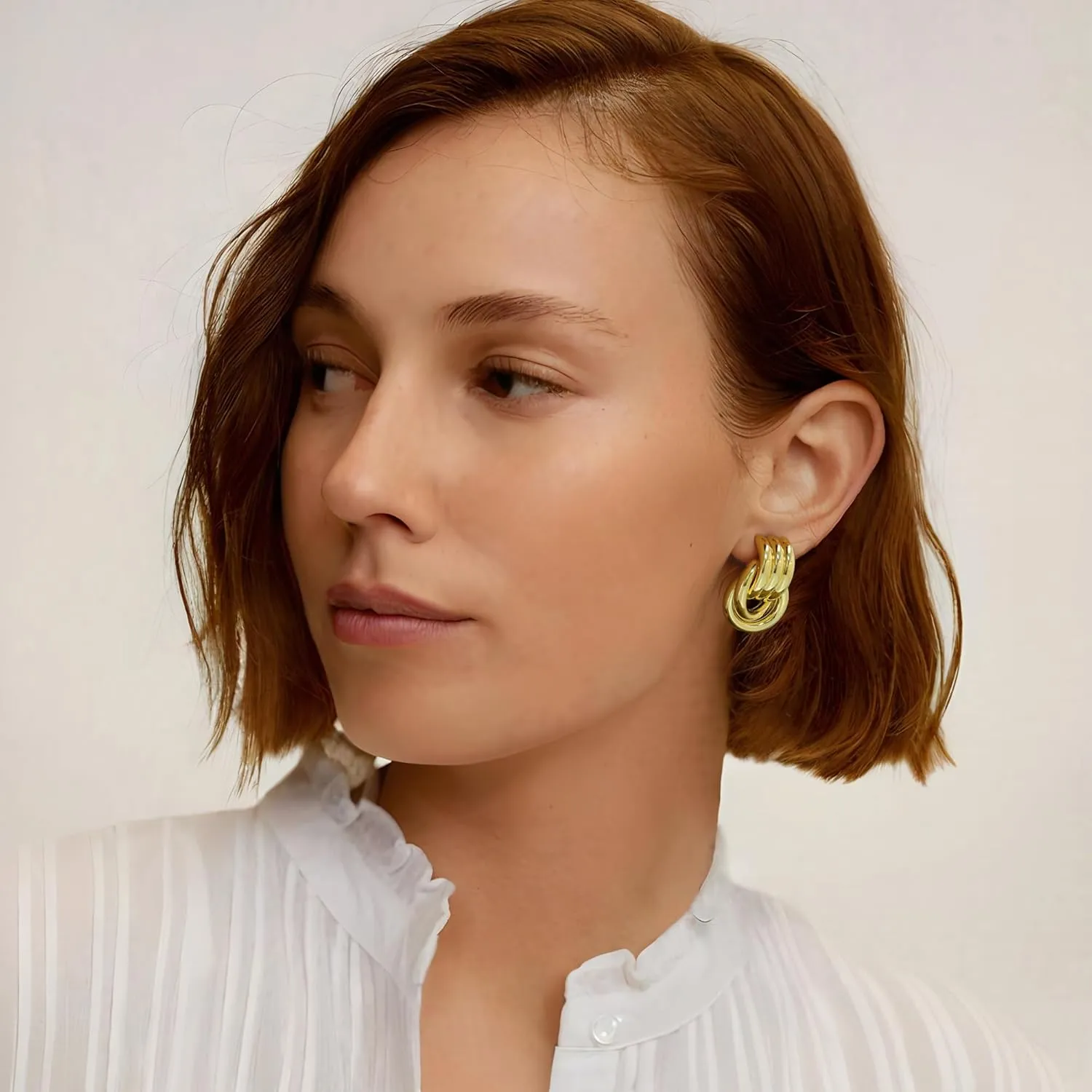 Chunky Gold Knot Earrings for Women, Gold Silver Statement Geometric Drop Dangle Long Link Earrings Trendy Dupes Jewelry