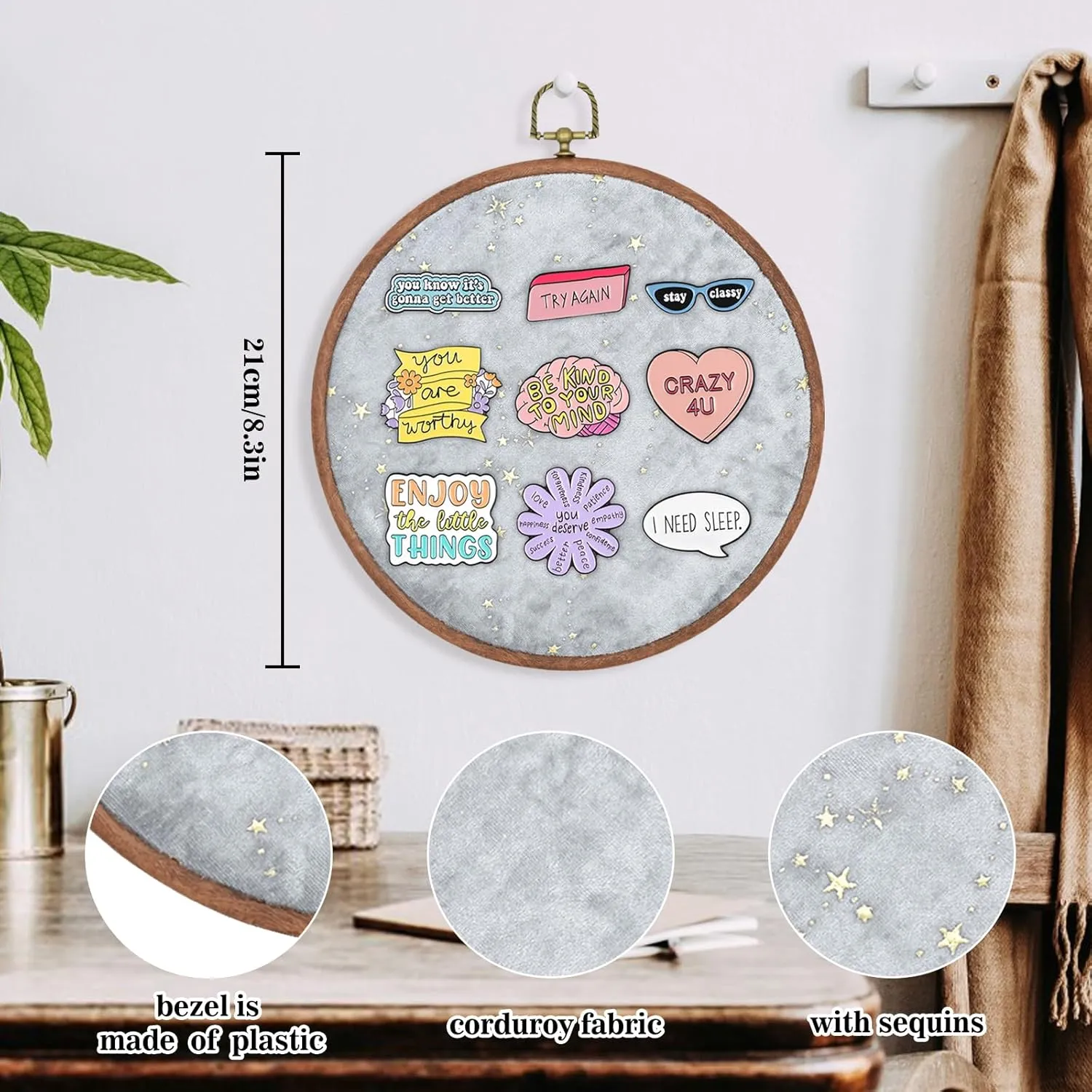 Corduroy Wall Hanging Brooch Jewelry Storage Display Stand Enamel Pin Display Holder Velvet Earrings Necklace Pin Display Board