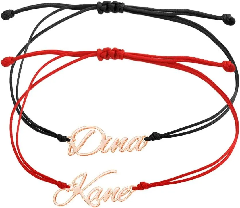 DayOfShe Personalized Couple Bracelets Initial Charm Bracelets for Women Set Custom Braided Name Bracelets His and Hers Bracelets for Men