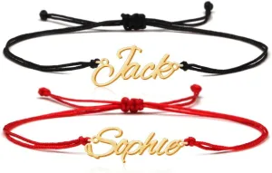 DayOfShe Personalized Couple Bracelets Initial Charm Bracelets for Women Set Custom Braided Name Bracelets His and Hers Bracelets for Men