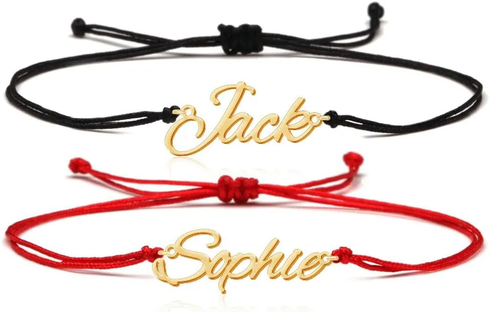 DayOfShe Personalized Couple Bracelets Initial Charm Bracelets for Women Set Custom Braided Name Bracelets His and Hers Bracelets for Men