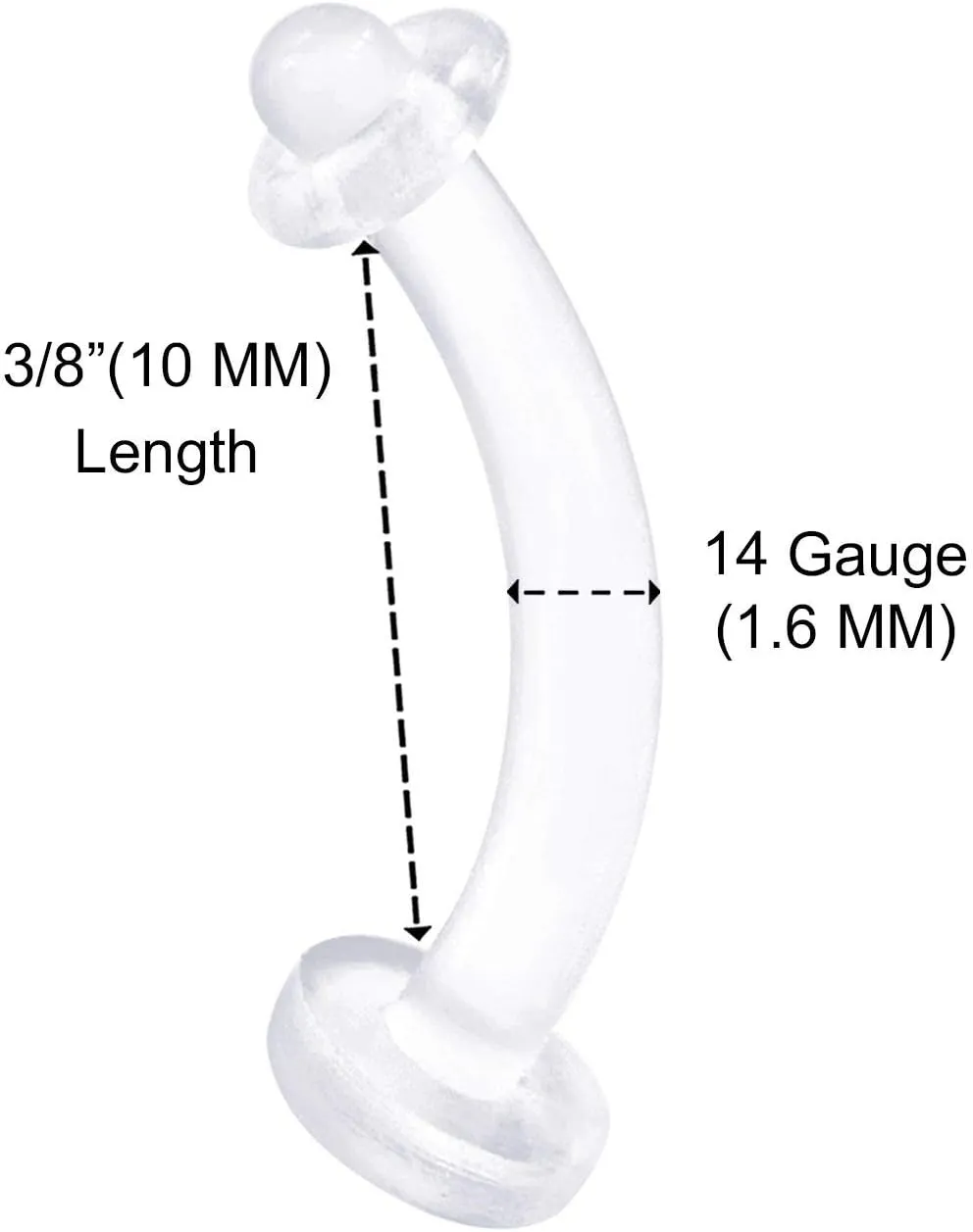 Flexible Acrylic Clear Belly Button Ring Retainer 14 Gauge Navel Bar Earrings Piercing Jewelry See More Sizes