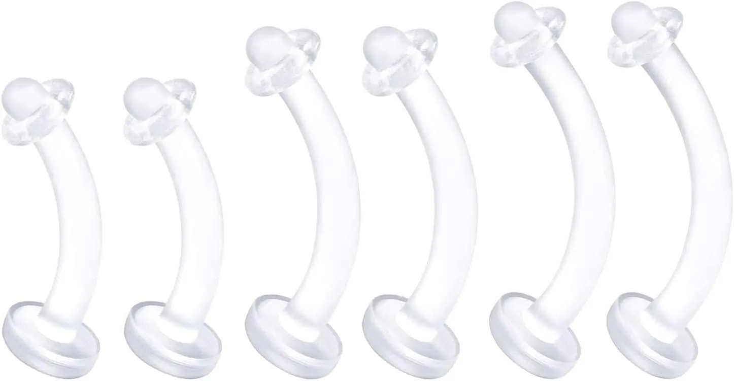 Flexible Acrylic Clear Belly Button Ring Retainer 14 Gauge Navel Bar Earrings Piercing Jewelry See More Sizes