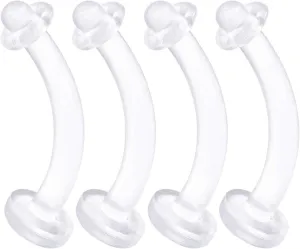 Flexible Acrylic Clear Belly Button Ring Retainer 14 Gauge Navel Bar Earrings Piercing Jewelry See More Sizes