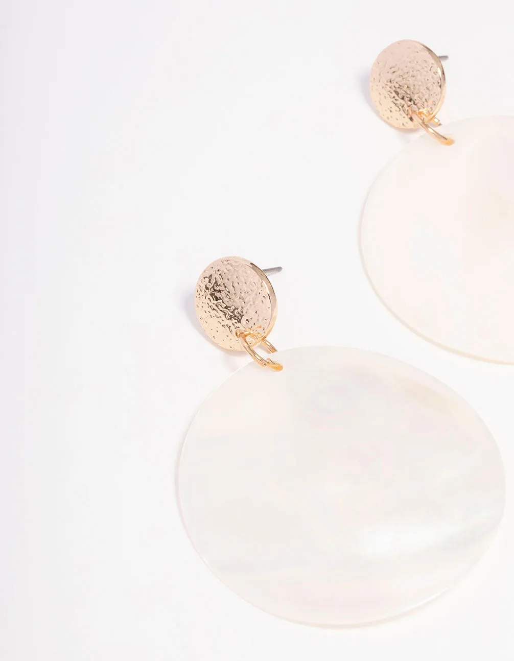 Gold Seahorse Disc Drop Earrings