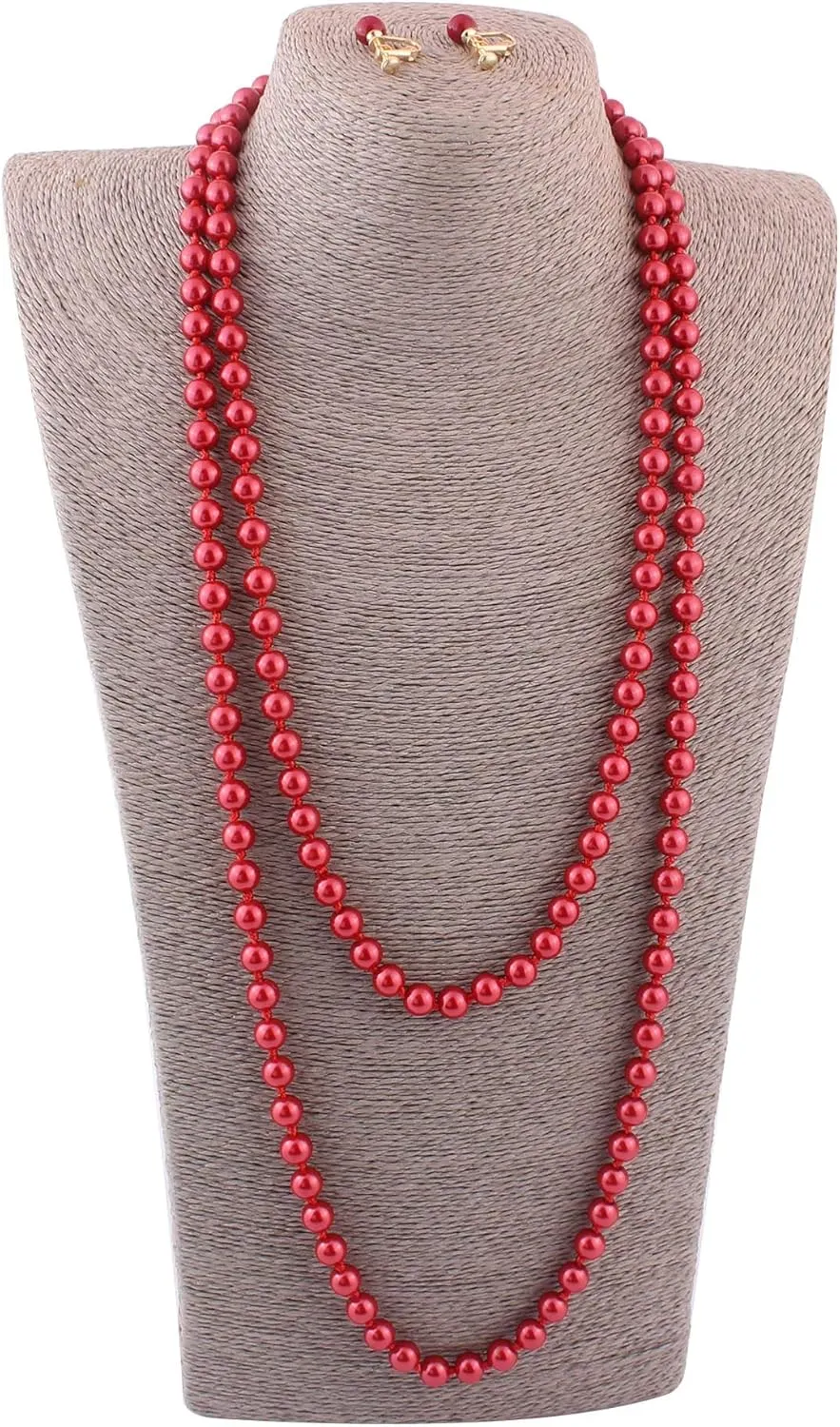 Handmade Faux Pearl Necklace and Clip on Earrings Jewelry Sets for Women Bib Choker Collar Necklace