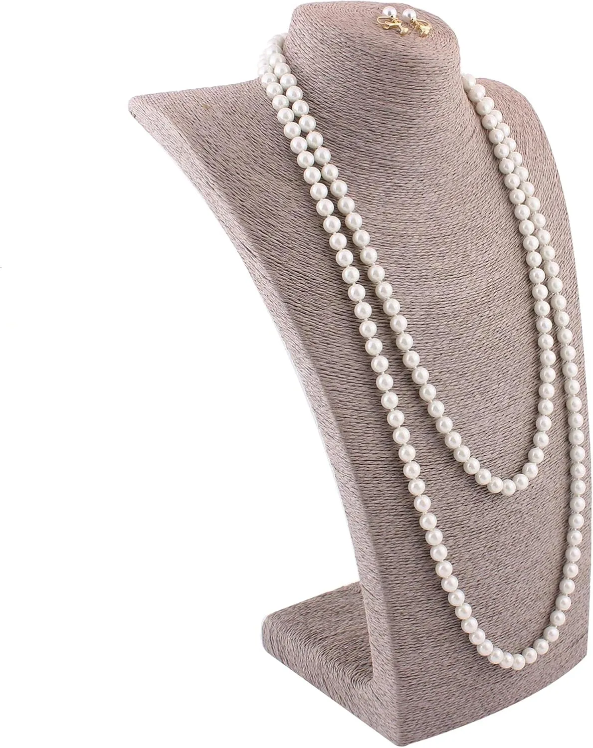 Handmade Faux Pearl Necklace and Clip on Earrings Jewelry Sets for Women Bib Choker Collar Necklace