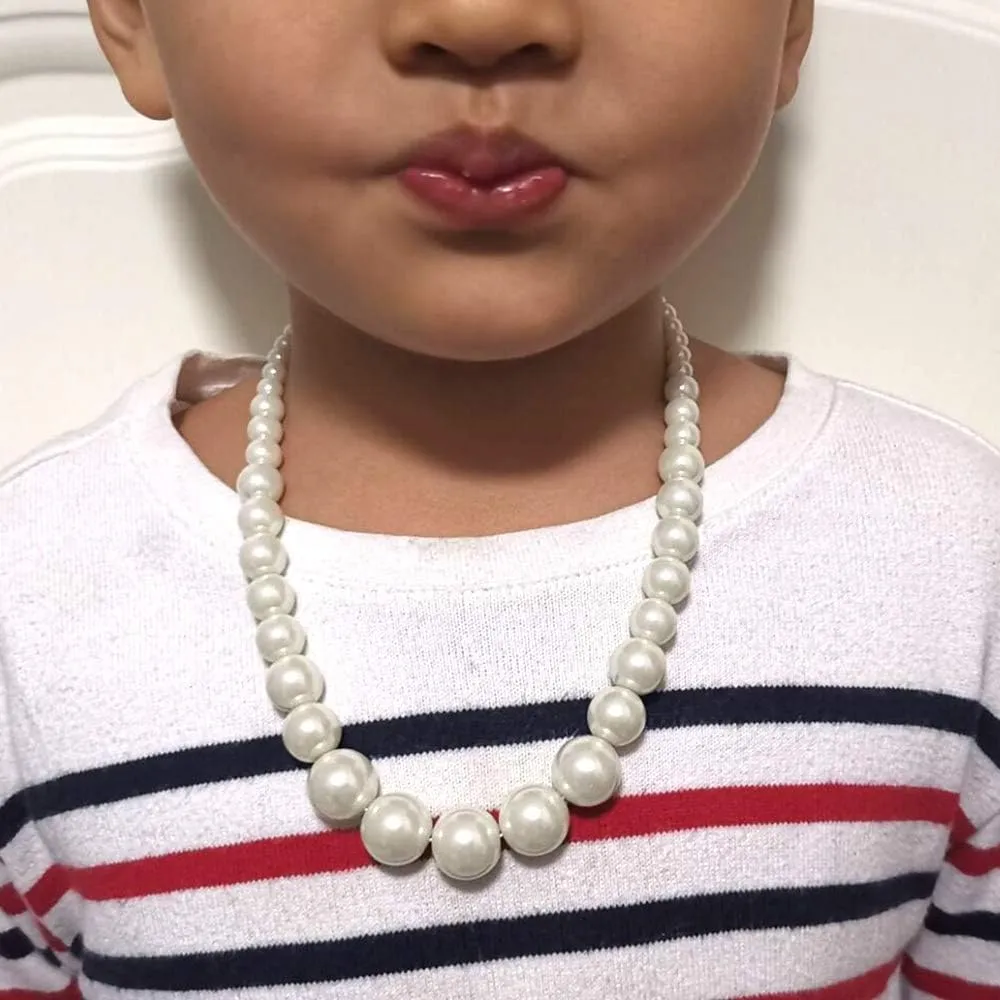 Handmade Faux Pearl Necklace and Clip on Earrings Jewelry Sets for Women Bib Choker Collar Necklace