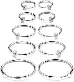 JewelrieShop Clip on Hoop Earrings for Women Fake Nose Ring Faux Lip Septum Ring Fake Cartilage Earrings Spring Endless Hoop Earrings Non Piercing Lobes Men (5 Pairs,13mm-25mm,Mixed Colors/Sized)