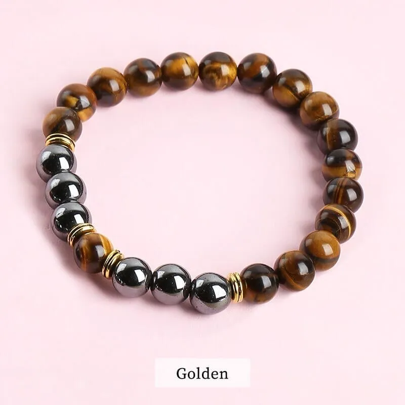 Natural Hematite and Tiger Eye Stone Bracelets
