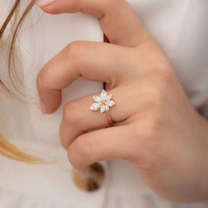 ORDER ONLY: Asymmetrical Pear-Shaped Diamond Blossom Ring