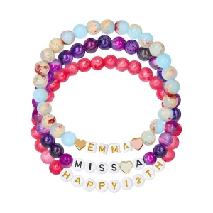 Perersonalized Bracelets Stretch Beaded Bracelets For Women Custom Name Bracelets Letter Bracelets For Teens Girls Boys Nature Stone Bracelets For Kids Friendship Bracelets Handmade Gift With Card