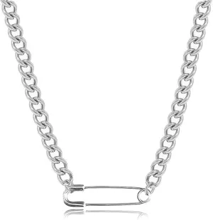Safety Pin Necklace for Women Mens Silver Chain Saftey Pin Personalized Necklace Cute Dainty Girlfriend Cheap Punk Jewelry