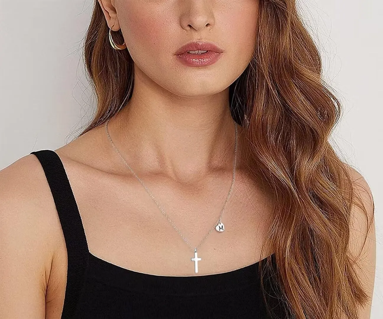 Tiny Cross Necklace for Girls | Heart Initial Necklace Women| Heart Birthstone Necklace | Letter Stainless Steel Pendant Jewelry First Communion Baptism Gifts Christmas Birthday Gifts