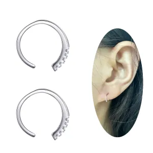 Tiny Pull Through Earrings with CZ Sterling Silver Threader Earrings Minimalist Earrings for Women Trendy Hypoallergenic Teardrop Earrings