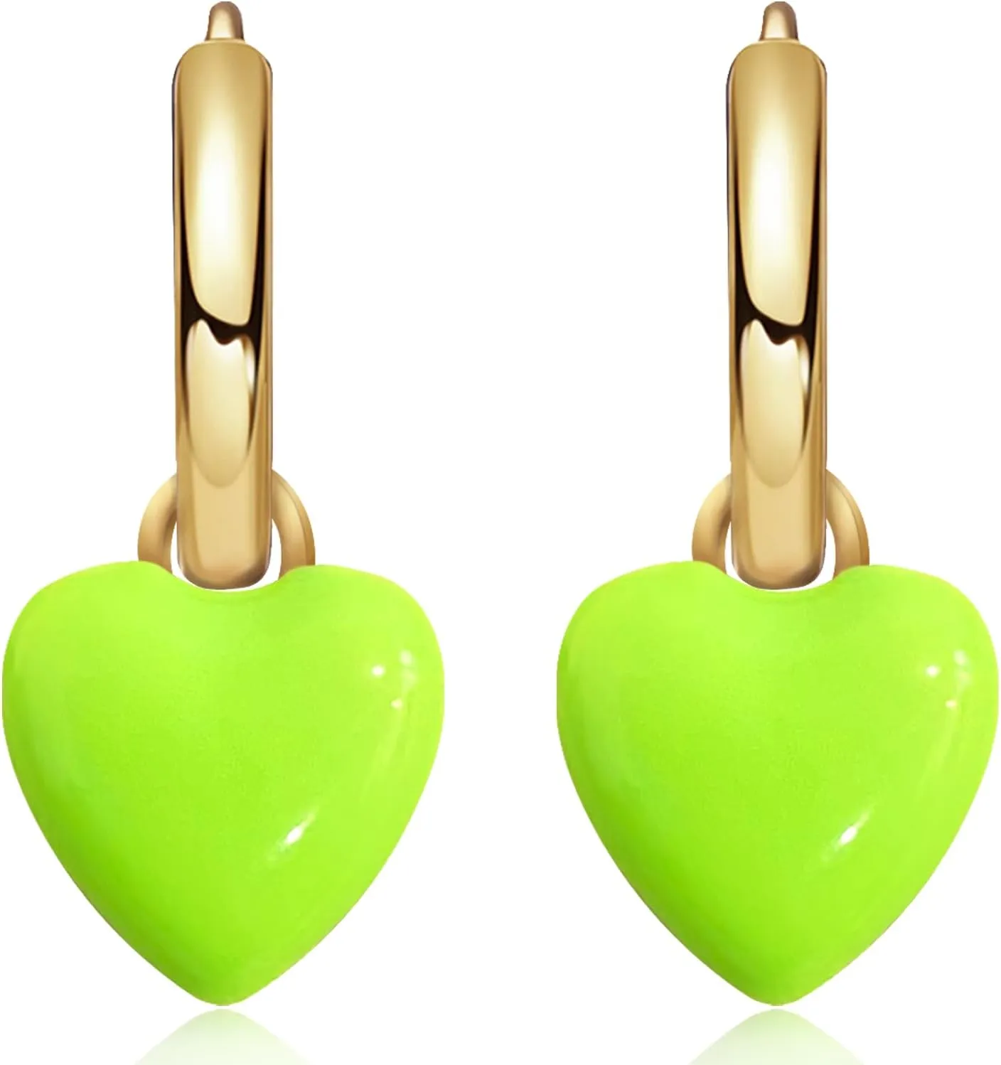 Trendy 14K Gold Love Heart Huggie Hoop Earrings Charms Dainty Red Enamel Dangle Drop Earrings for Women Lover Wife Mom Minimalist Heart Valentine's Day and Mother's Day