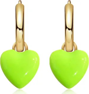 Trendy 14K Gold Love Heart Huggie Hoop Earrings Charms Dainty Red Enamel Dangle Drop Earrings for Women Lover Wife Mom Minimalist Heart Valentine's Day and Mother's Day