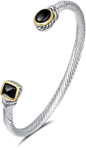 UNY Jewel Bracelet Designer Brand Inspired Women Jewelry 4.5mm Thin Twisted Cable Wire Bangle Gem Stone Christmas Day Gift