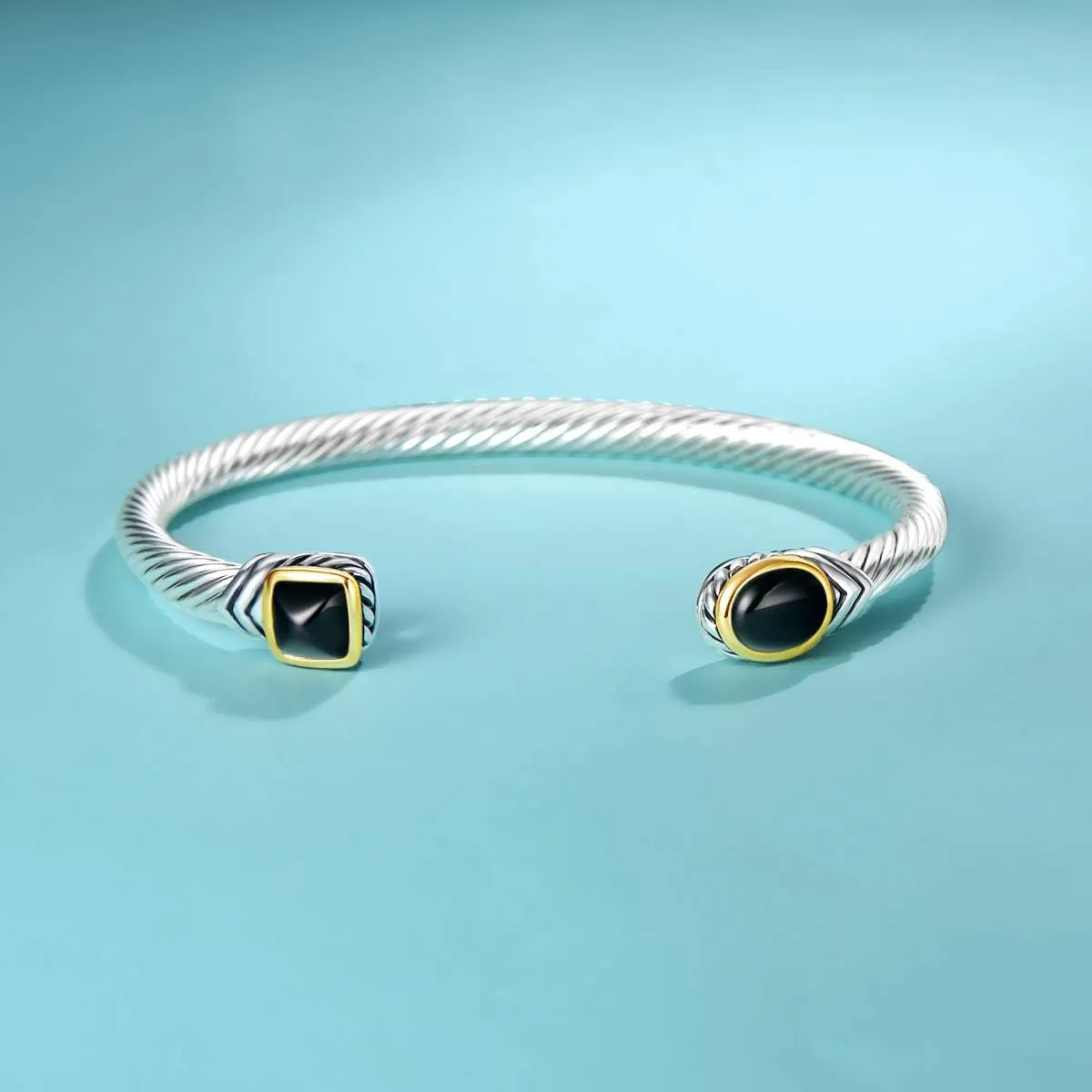 UNY Jewel Bracelet Designer Brand Inspired Women Jewelry 4.5mm Thin Twisted Cable Wire Bangle Gem Stone Christmas Day Gift