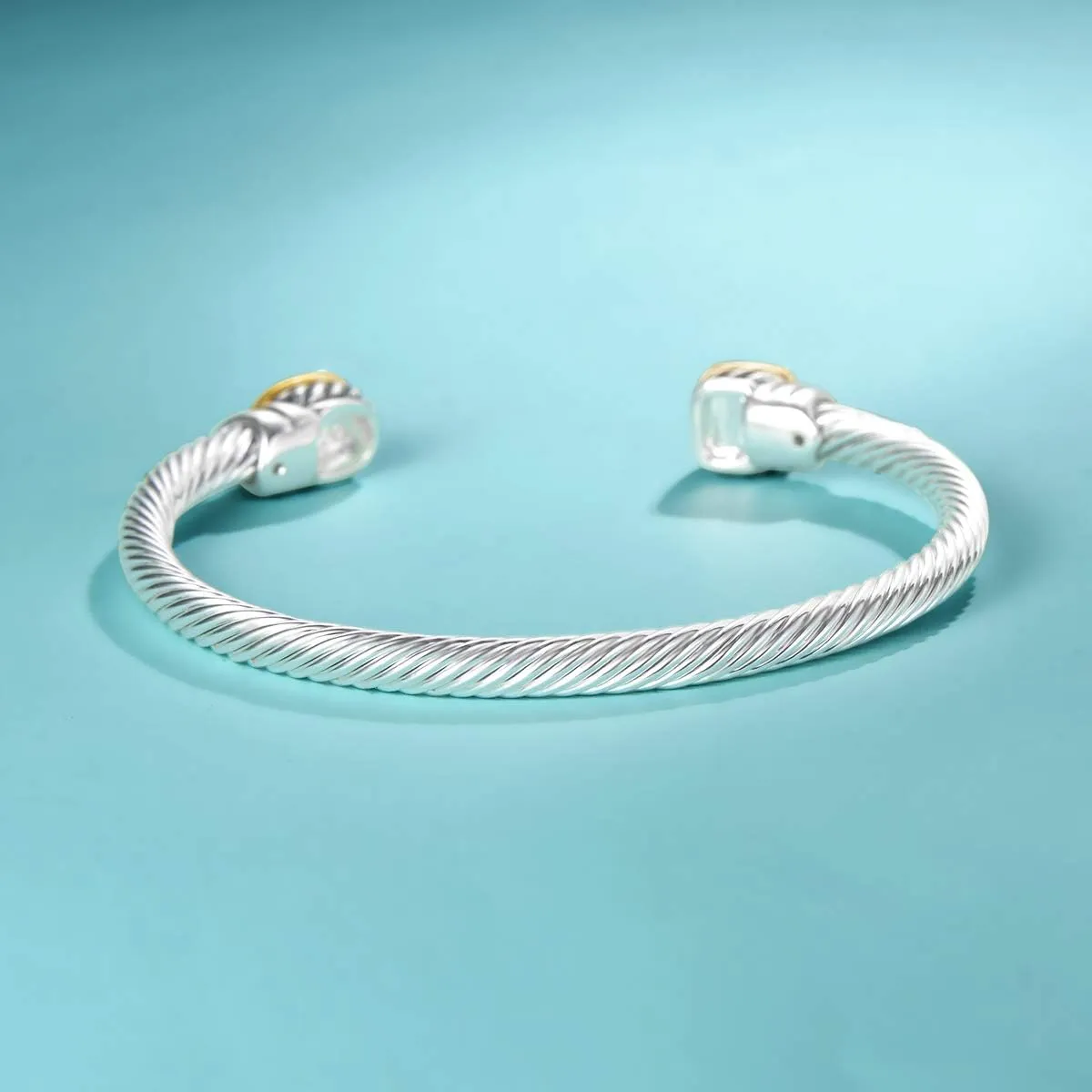 UNY Jewel Bracelet Designer Brand Inspired Women Jewelry 4.5mm Thin Twisted Cable Wire Bangle Gem Stone Christmas Day Gift