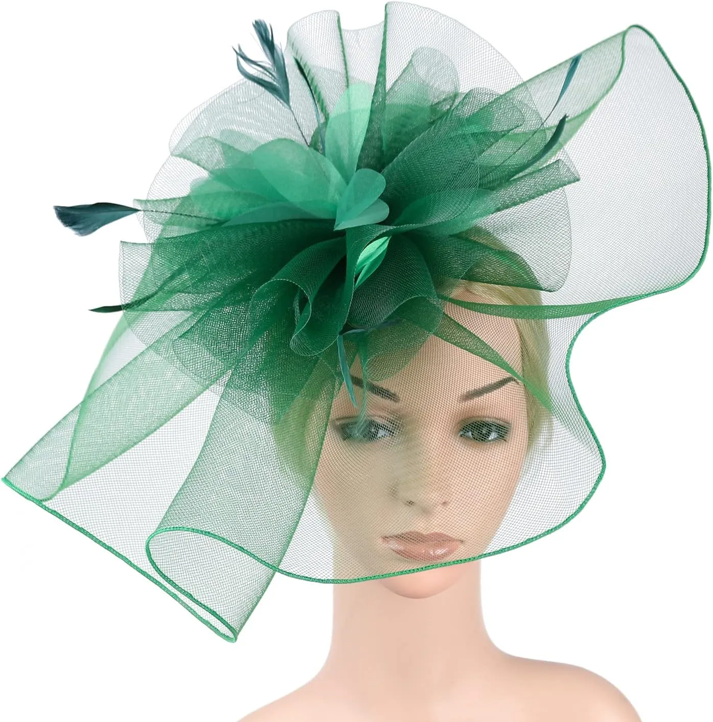 Women's Fascinators Hat for Women Tea Party Headband Wedding Cocktail Flower Mesh Feathers Hair Clip