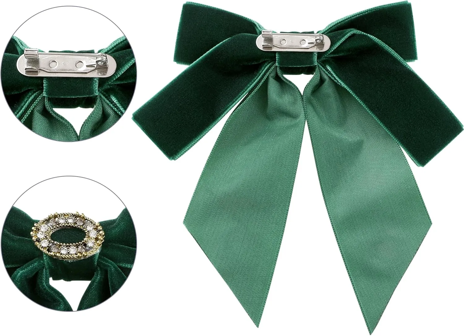 Women's Velvet Bow Brooch Alloy Rhinestone Pin Bow Tie 1 Pcs