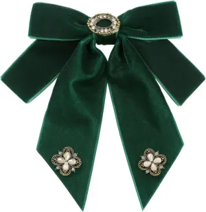 Women's Velvet Bow Brooch Alloy Rhinestone Pin Bow Tie 1 Pcs